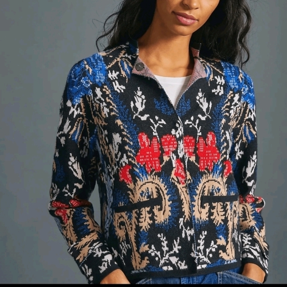 Anthropologie Multicolor Knit Jacket